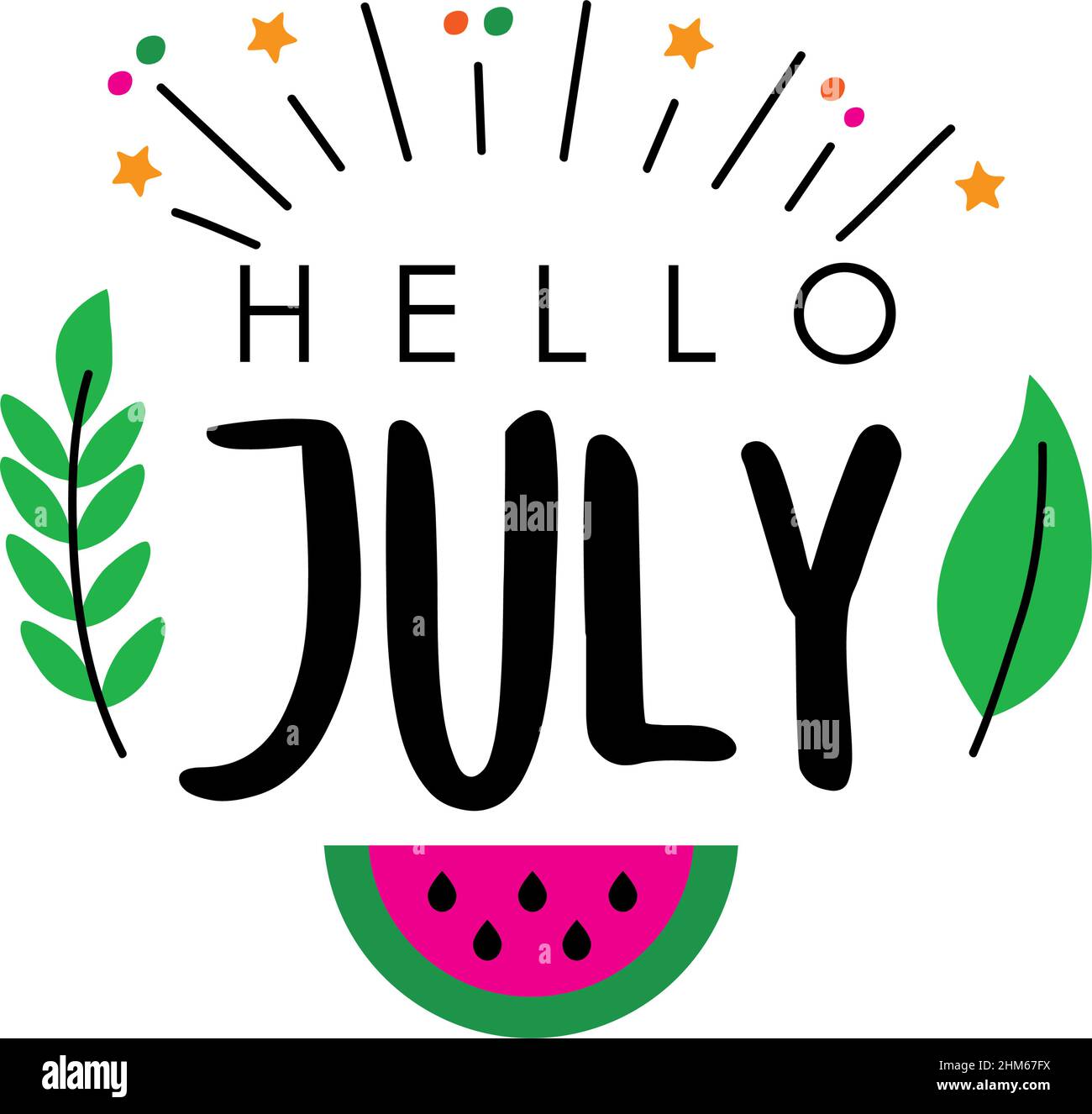 hello july month greeting card Stock Vector Image & Art Alamy