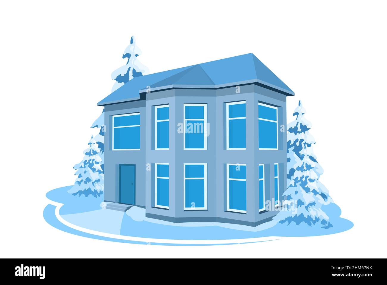 Winter landscape surrounded by trees Stock Vector Images - Alamy