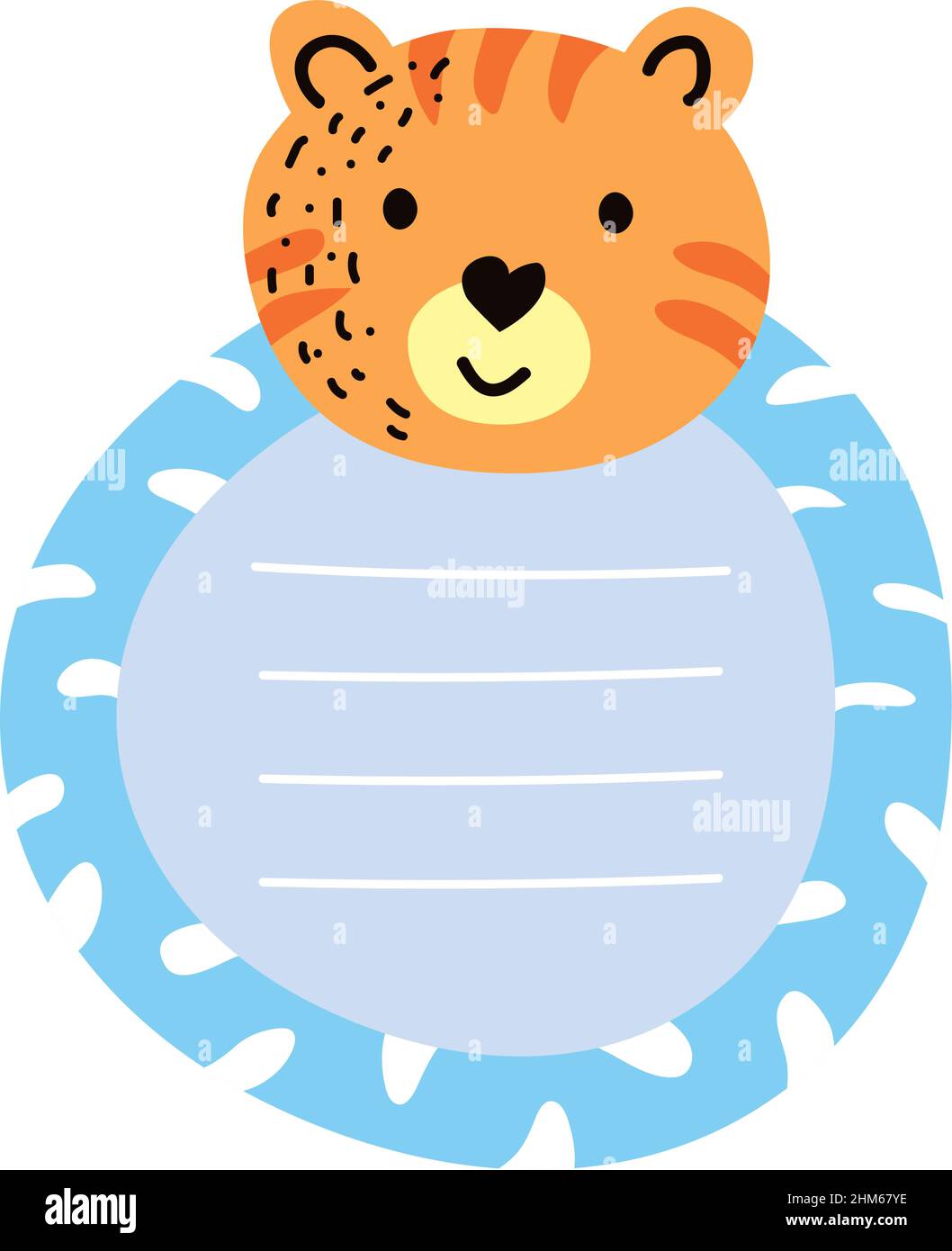 note planner tiger character icon Stock Vector