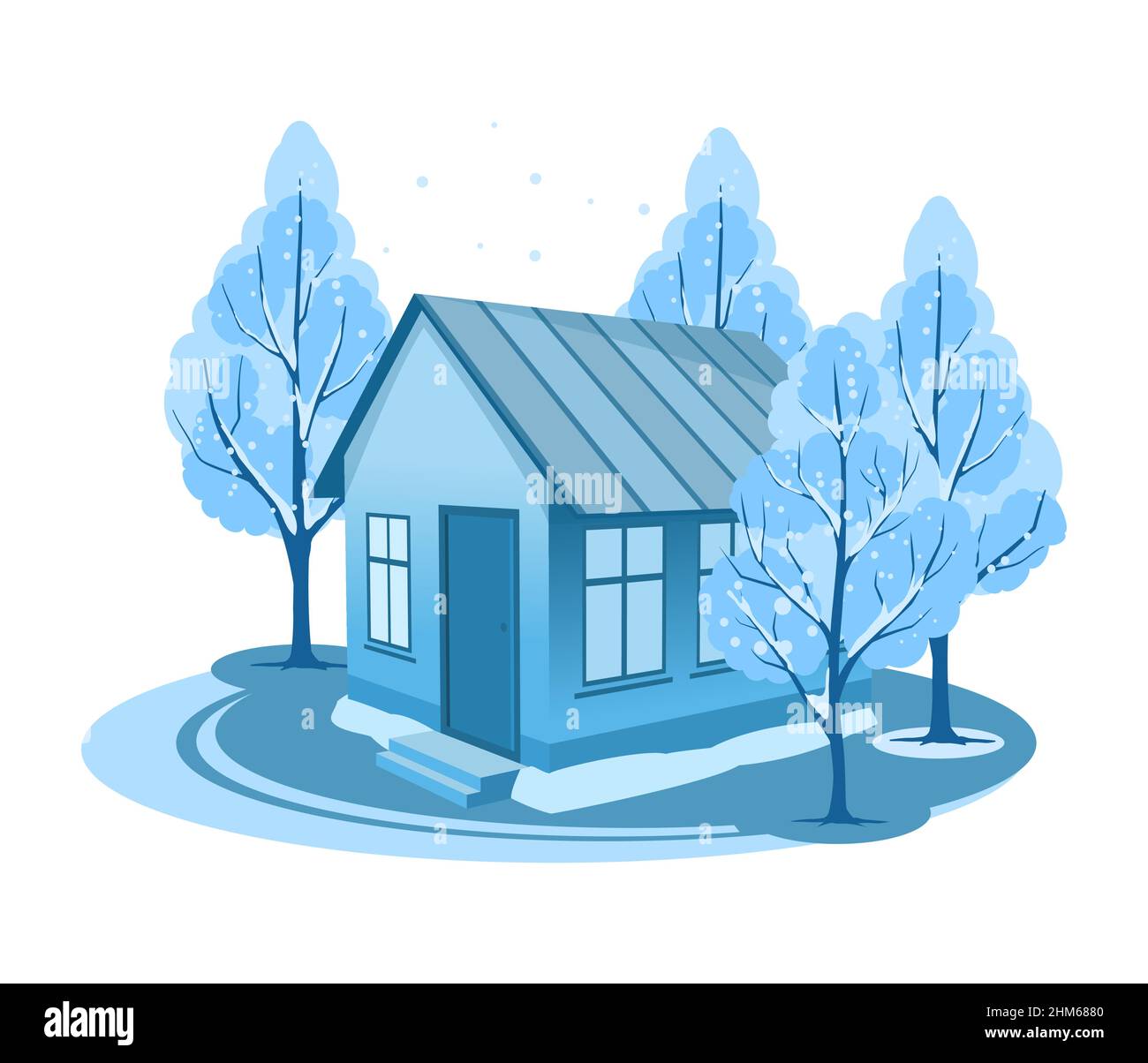 Winter landscape. House surrounded by trees Stock Vector Image & Art ...