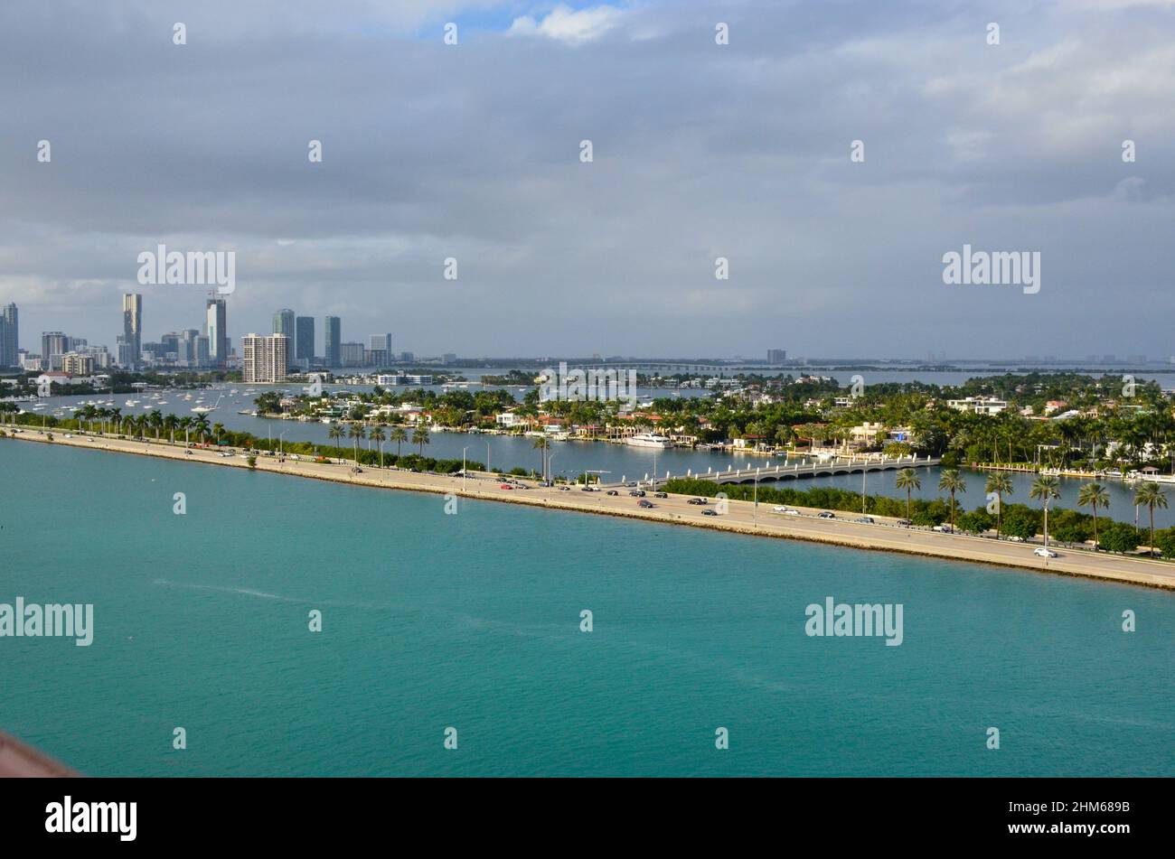 Miami Beach, South Beach Skyline at Port of Miami. Cruise Port Terminal in Miami Beach, Florida, USA. January 9, 2022. Stock Photo