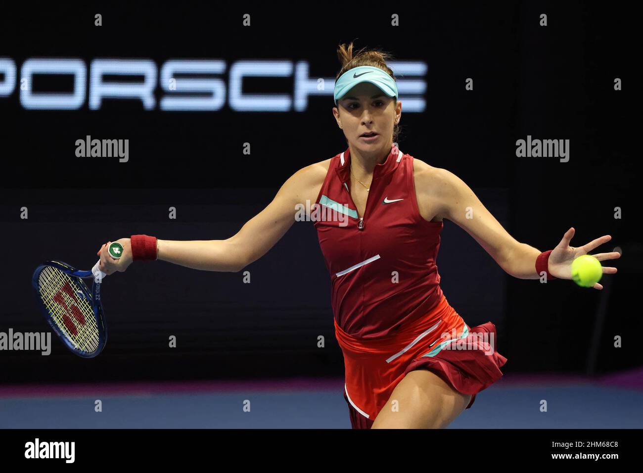 Belinda Bencic of Switzerland plays against Veronika Kudermetova of Russia during the St
