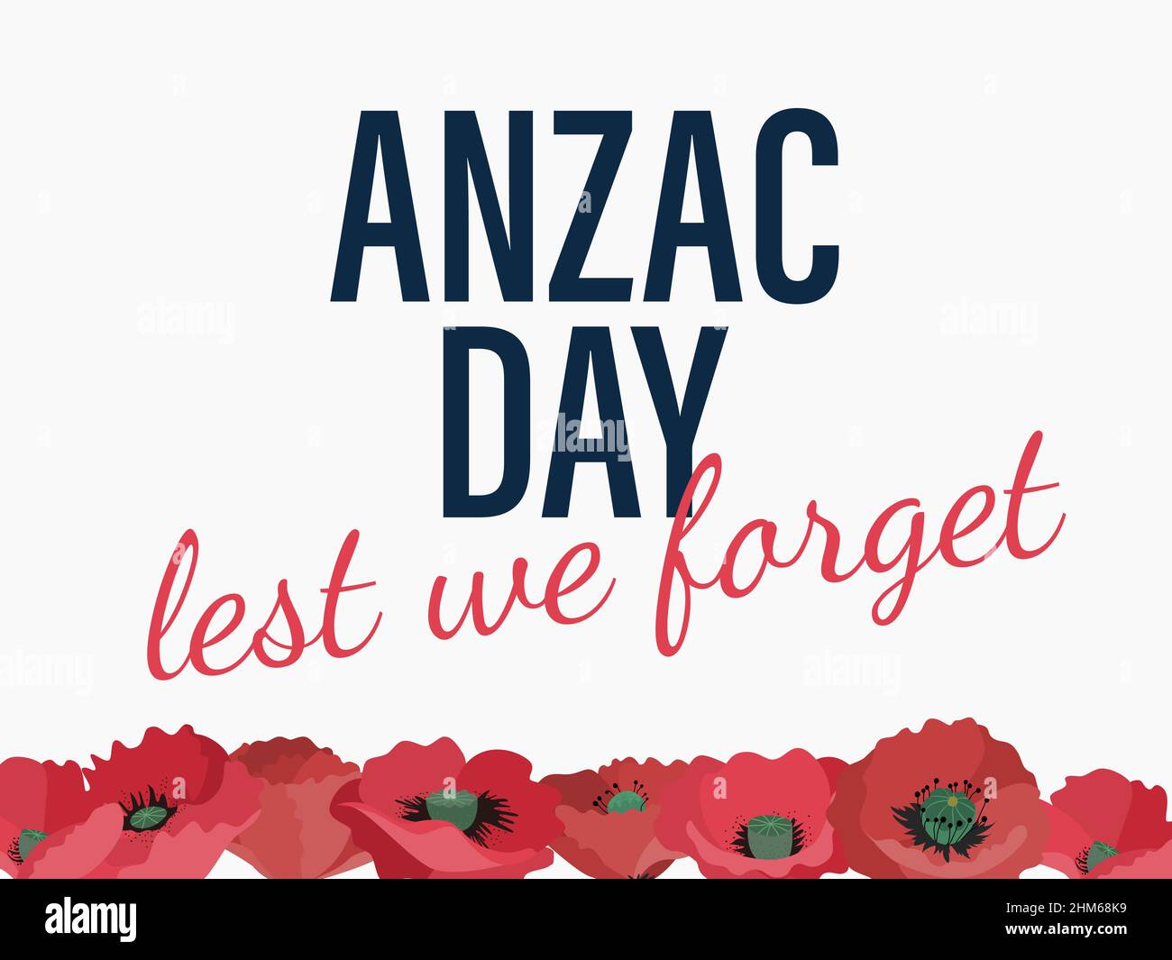 Australia Memorial Day card. Memorial day banner with poppies. Anzac