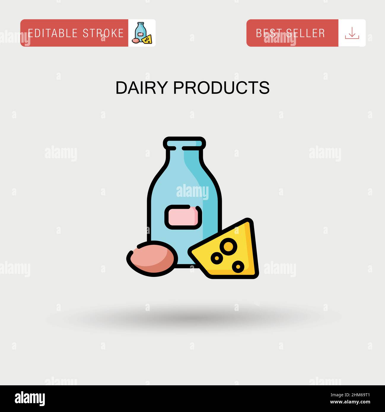 Dairy products Simple vector icon. Stock Vector
