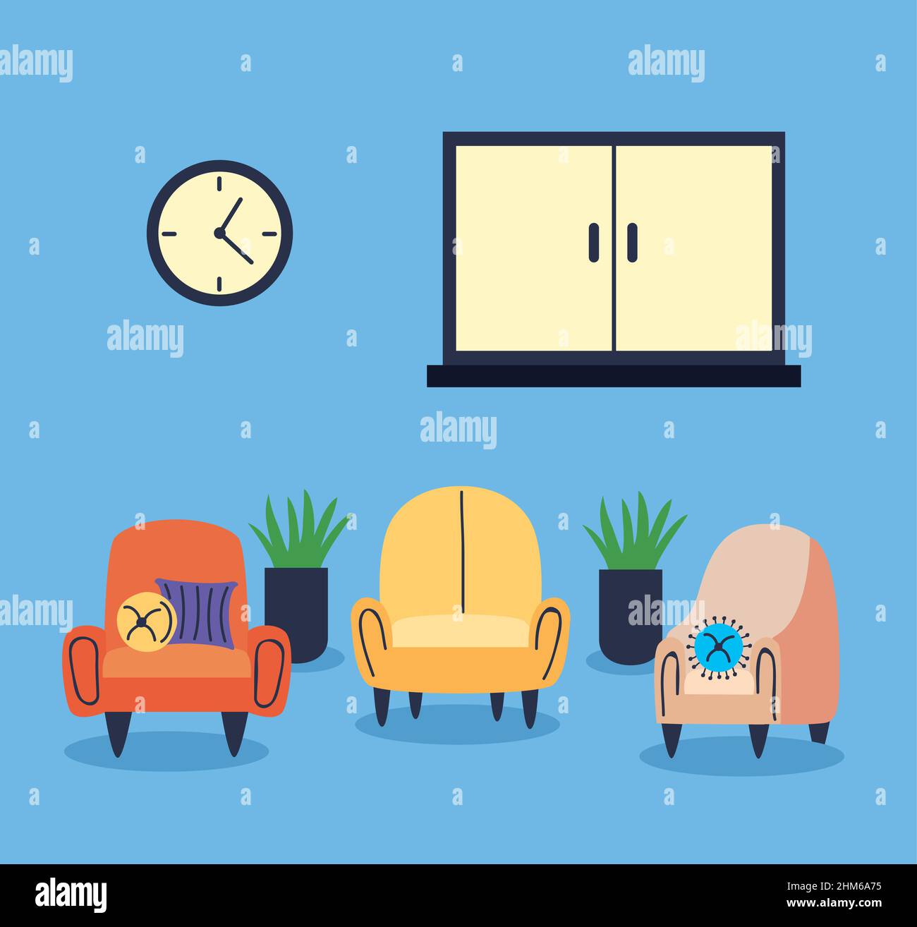 three armchairs in livingroom scene Stock Vector Image & Art - Alamy