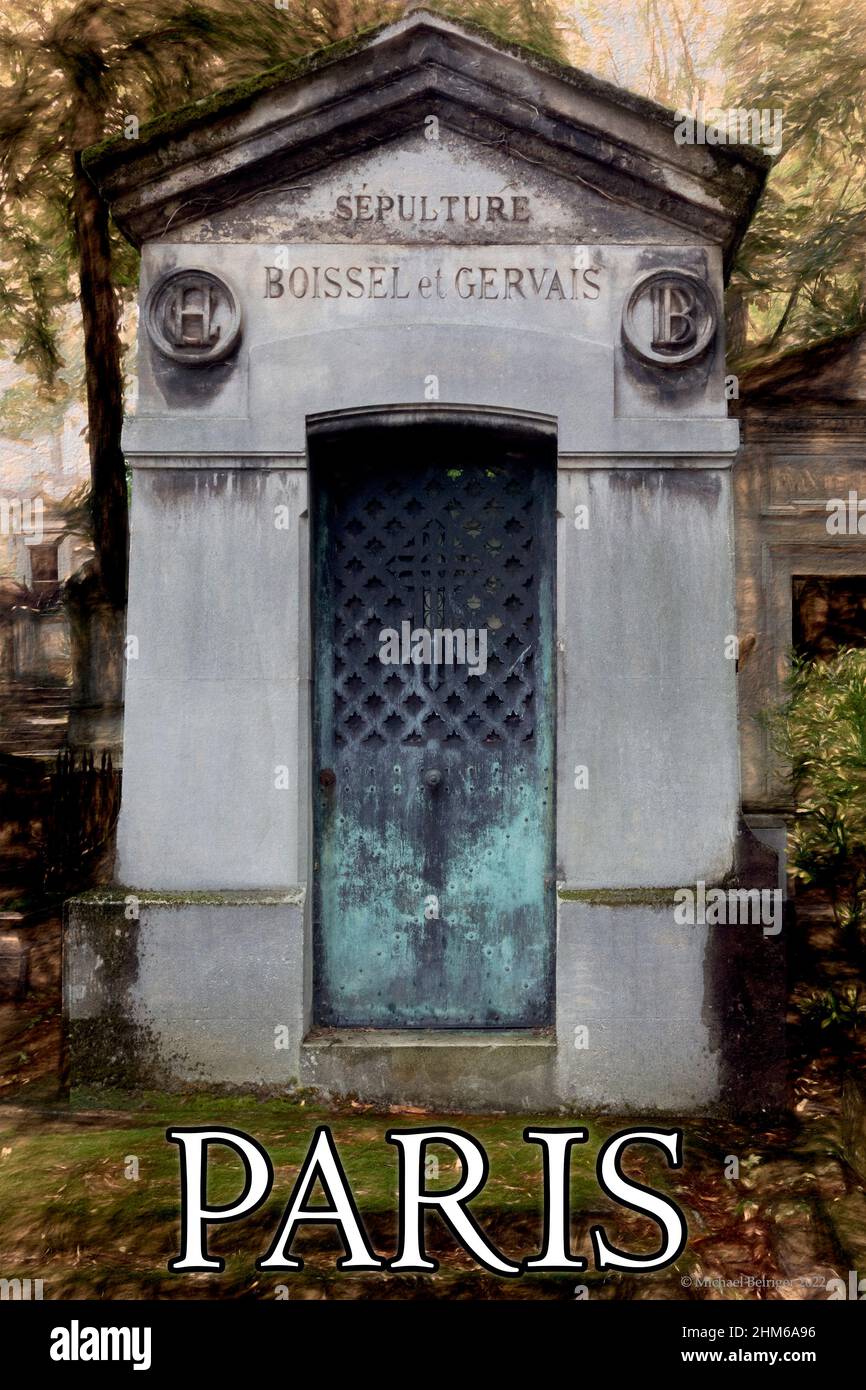 Poster of Graves and tombs in Père Lachaise cemetery, Paris, France Stock Photo