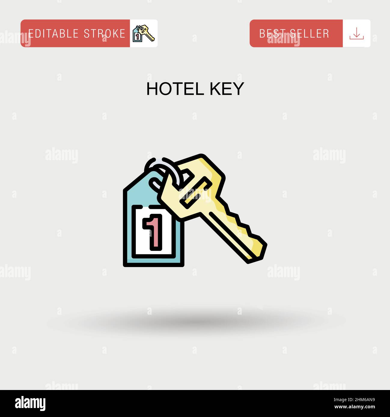 Hotel key Simple vector icon. Stock Vector