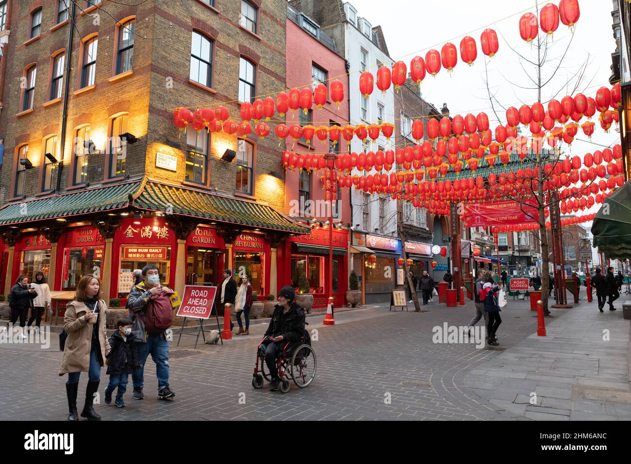 A general view of Macclesfield Street at China Town, London during the Chinese New Year. Stock Photo