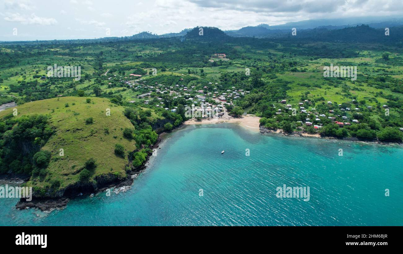 Aerial View Of A Coastal Landscape In Sao Tome E Principe Prince 