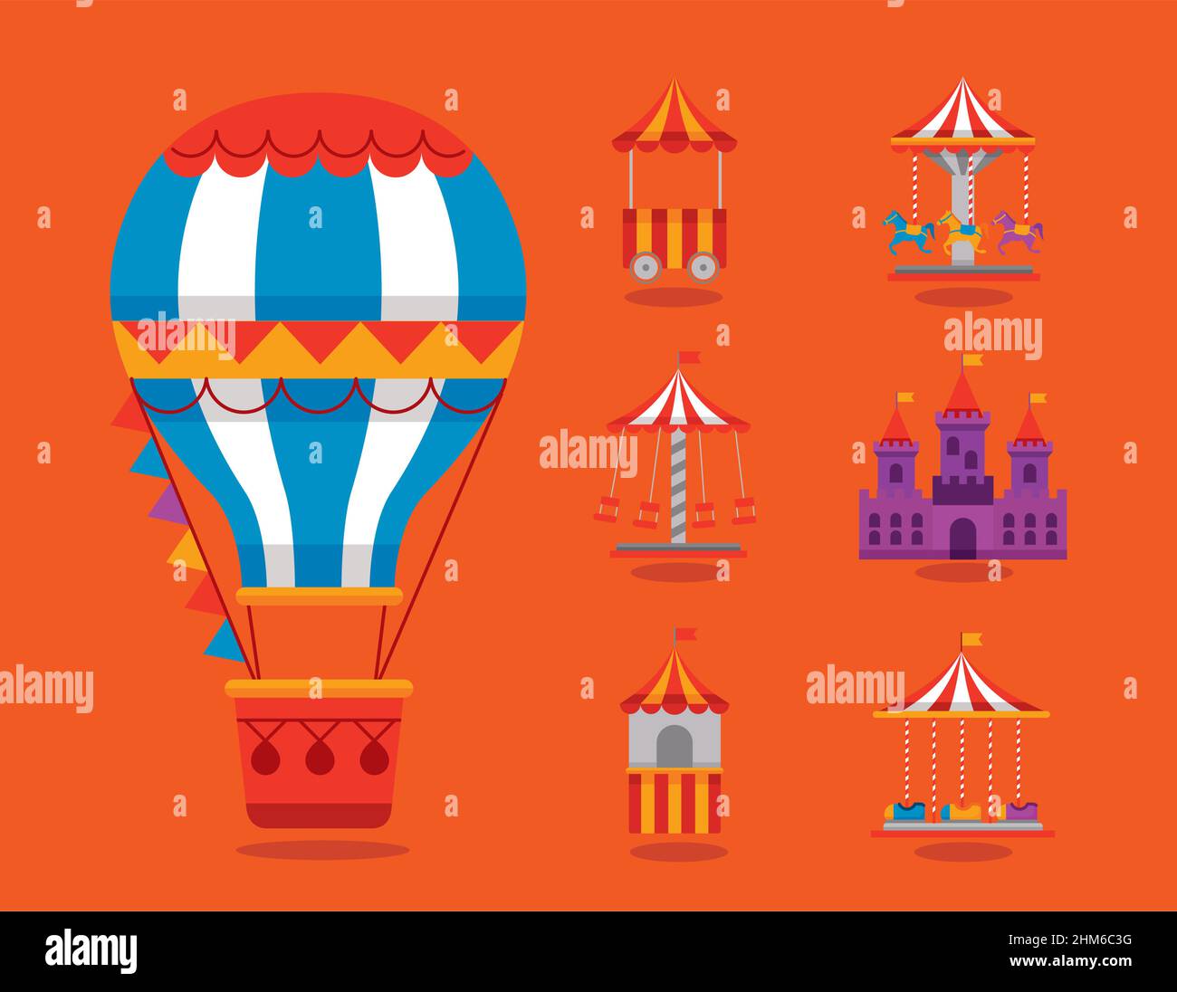 seven amusement park set icons Stock Vector Image & Art - Alamy