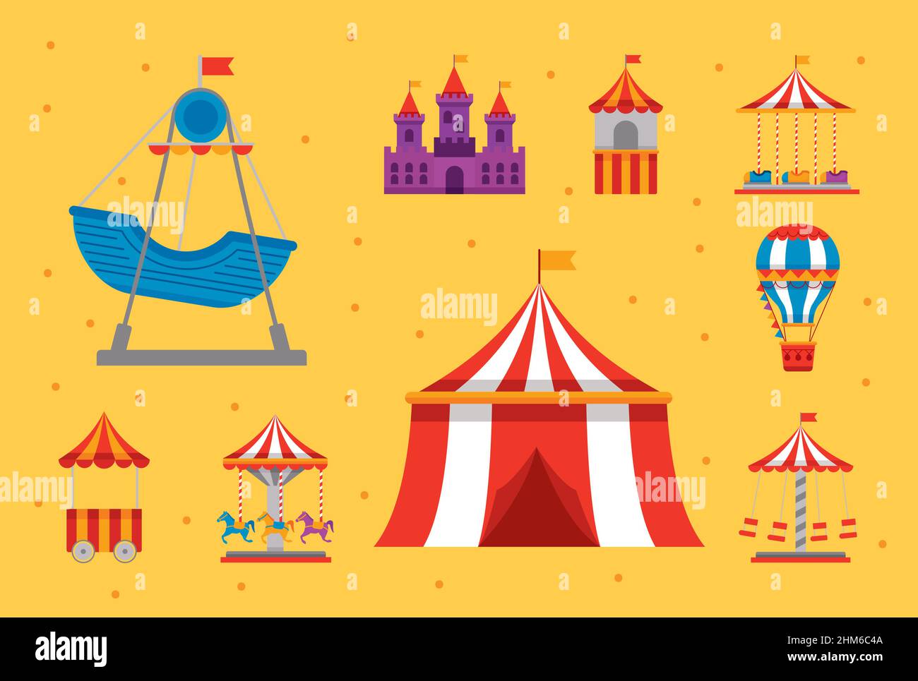 nine amusement park set icons Stock Vector Image & Art - Alamy