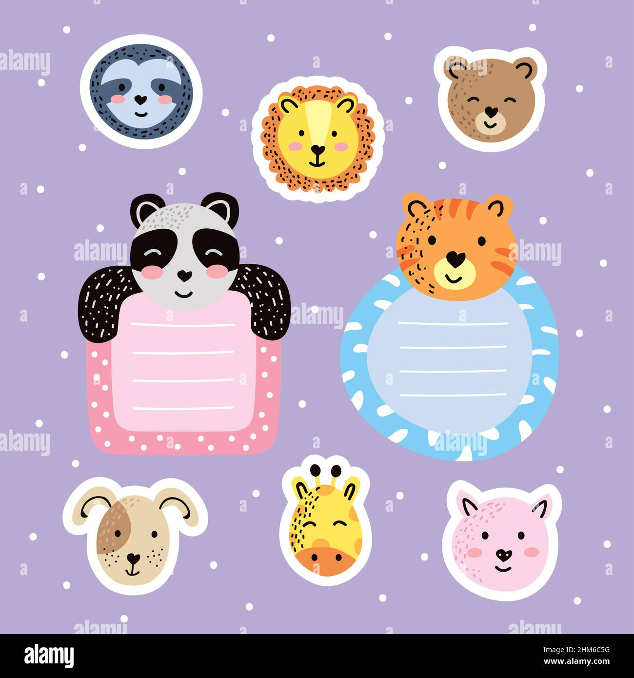 cute animals planner set notes Stock Vector Image & Art Alamy