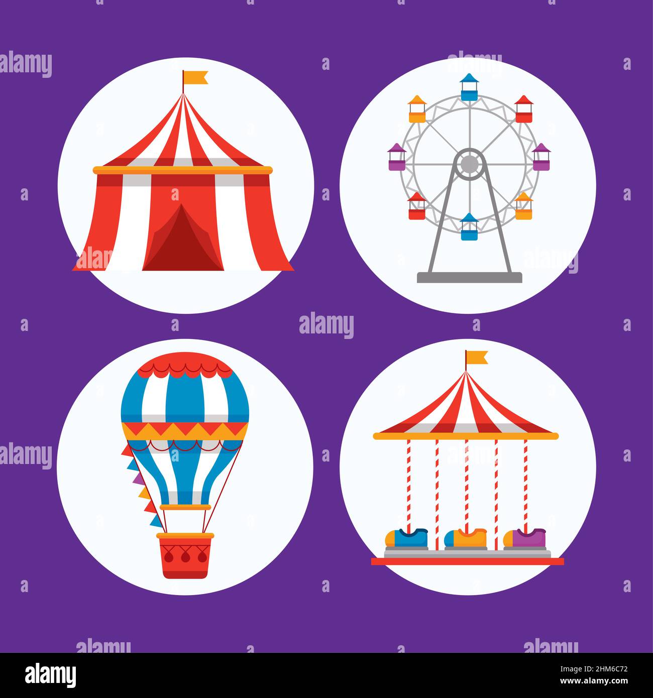 four amusement park set icons Stock Vector Image & Art - Alamy