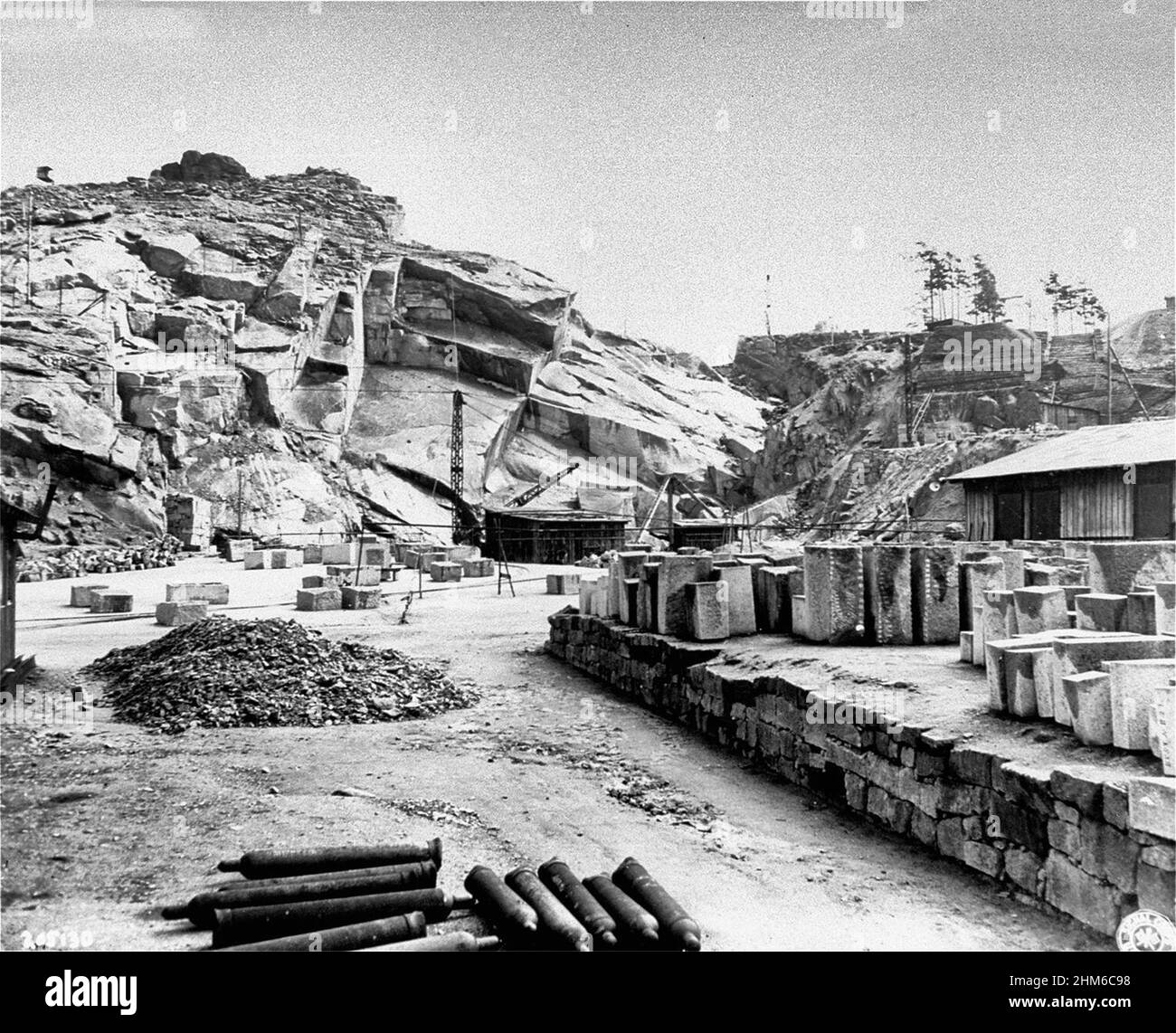 Quarry at Flossenburg concentration camp, May 1945 Stock Photo