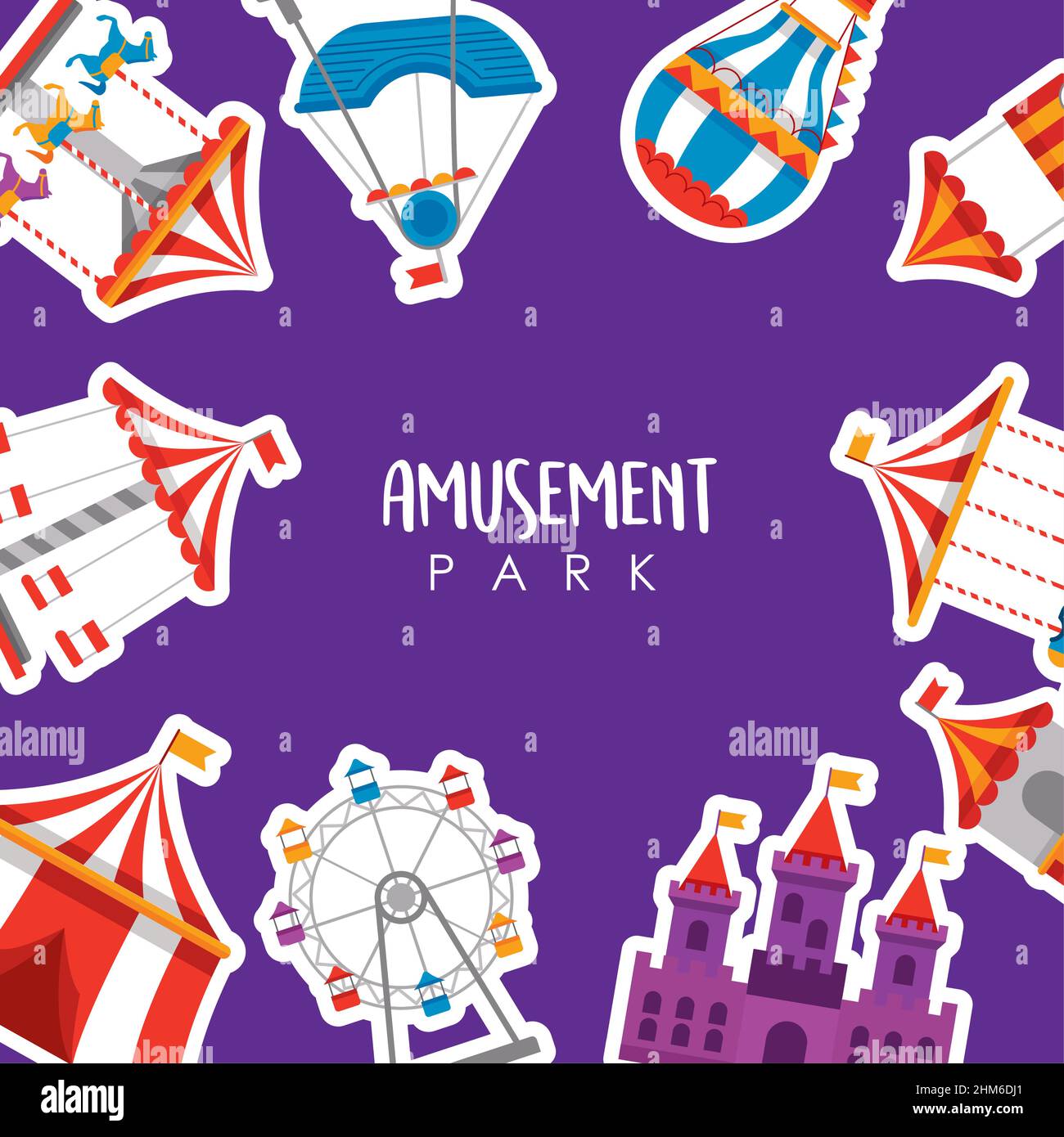 amusement park icons around frame Stock Vector Image & Art - Alamy