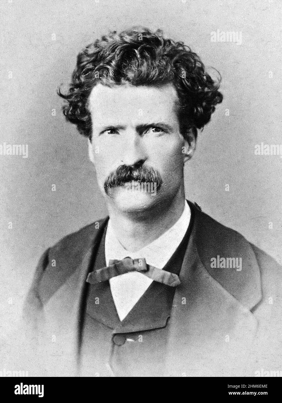 The american writer Mark Twain (real name Samuel Clemens), author of Tom Sawyer and Huckleberry Finn. Photo from 1867 when the author was 32. Stock Photo