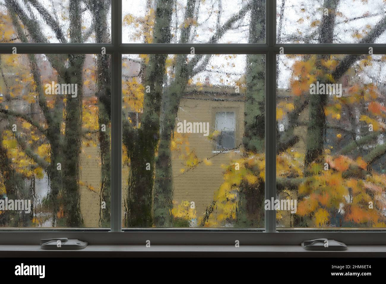 Rainy city view from window hi-res stock photography and images - Alamy