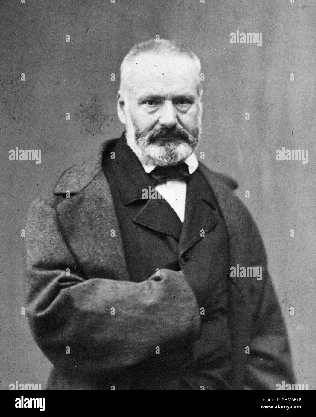 A portrait of the French writer Victor Hugo, author of Les Misèrables, from 1861 when he was 59 yrs old. Stock Photo