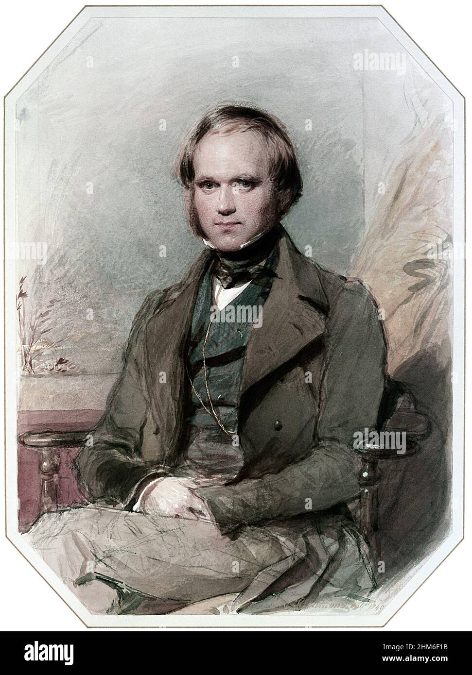 A portrait of Charles Darwin Stock Photo