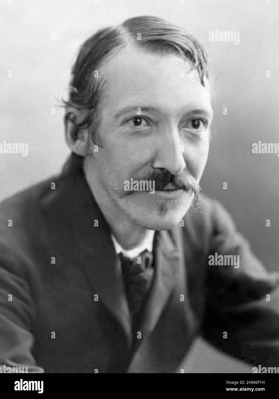 A portrait of the Scottish writer Robert Louis Stevenson, author of Treasure Island and The Black Arrow, from 1893. He is 43 yrs old. Stock Photo
