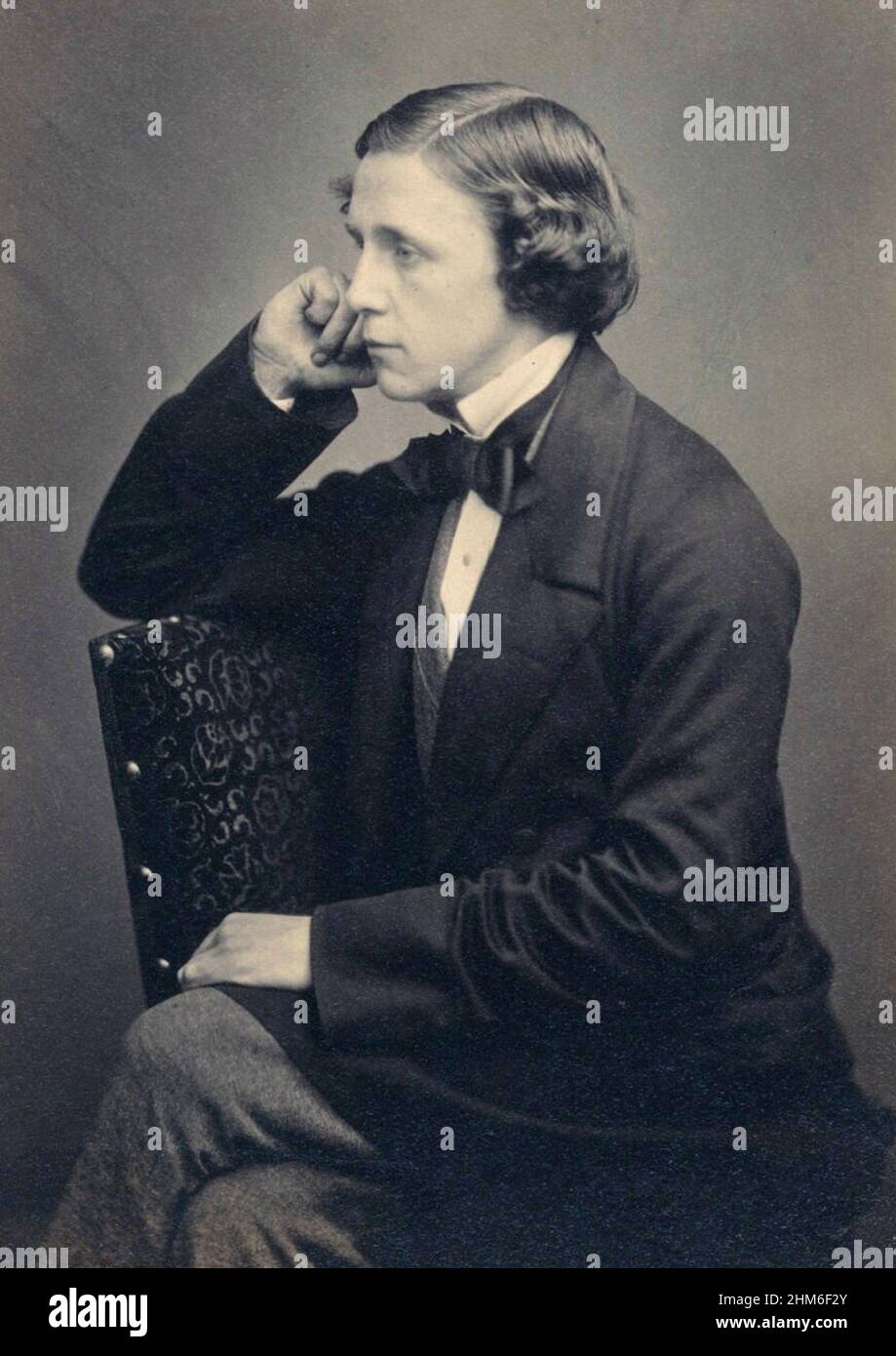 A portrait of the author Lewis Carroll (real name Charles Lutwidge Dodgson), author of Alice in Wonderland, from 1857 when he was 25 years old Stock Photo