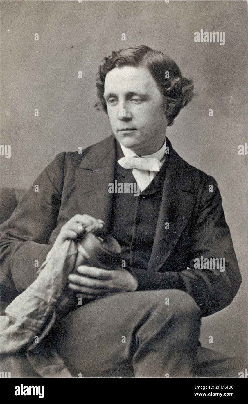 A portrait of the author Lewis Carroll (real name Charles Lutwidge Dodgson), author of Alice in Wonderland, from 1863 when he was 31 years old Stock Photo