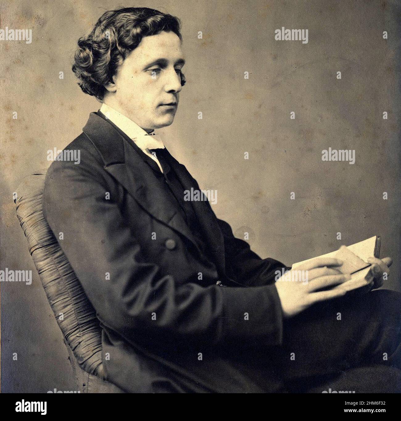 A portrait of the author Lewis Carroll (real name Charles Lutwidge Dodgson), author of Alice in Wonderland, from 1863 when he was 31 years old Stock Photo