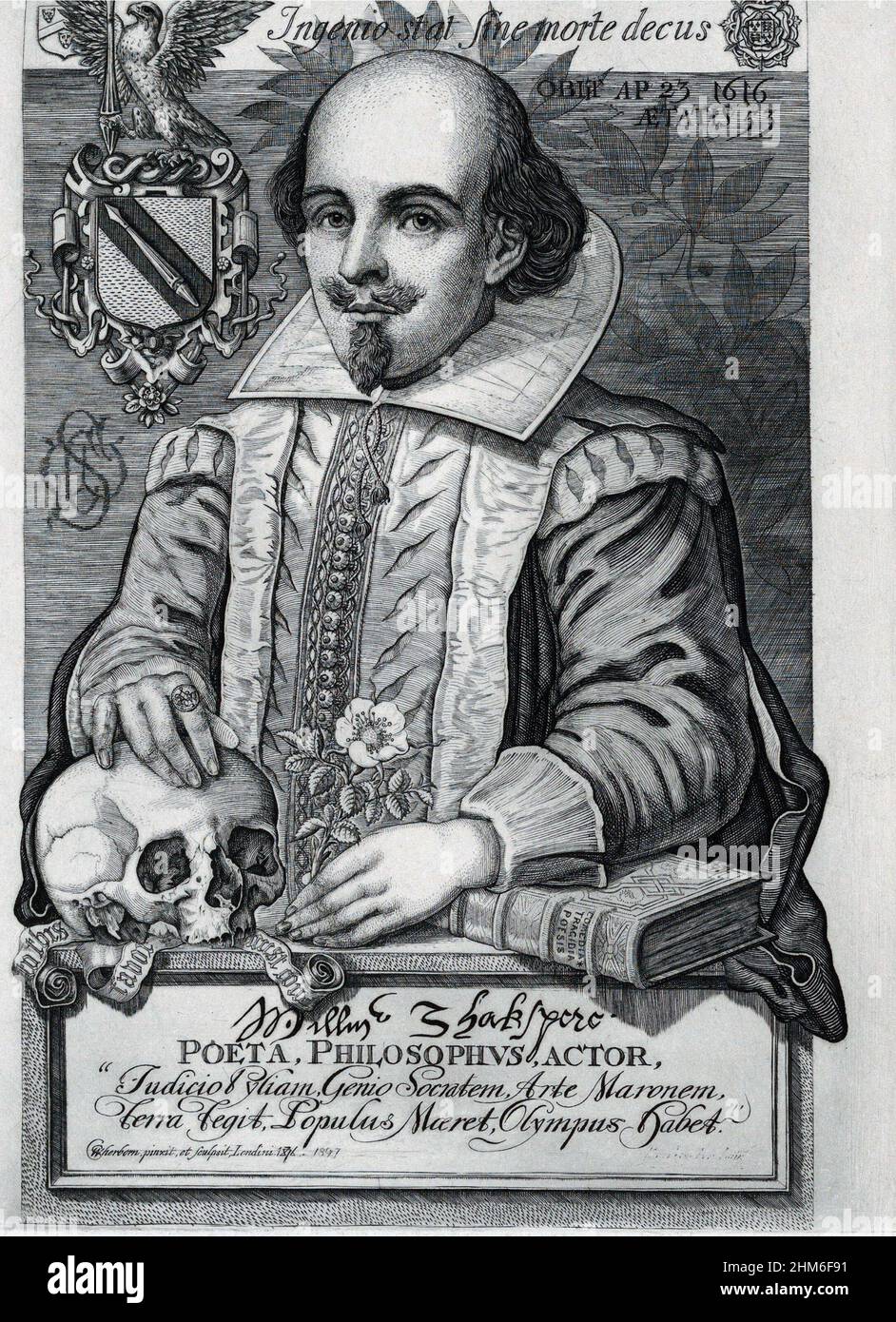 An engraving of the English playwright William Shakespeare Stock Photo
