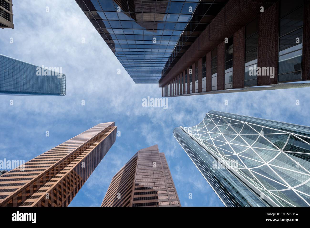 Looking up at skyscrapers in the city of Calgary Stock Photo - Alamy