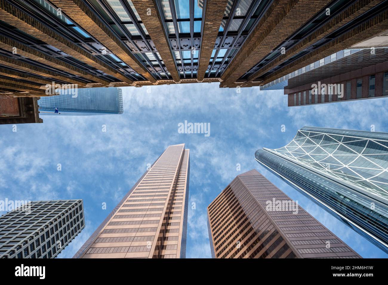Looking up at skyscrapers in the city of Calgary Stock Photo - Alamy