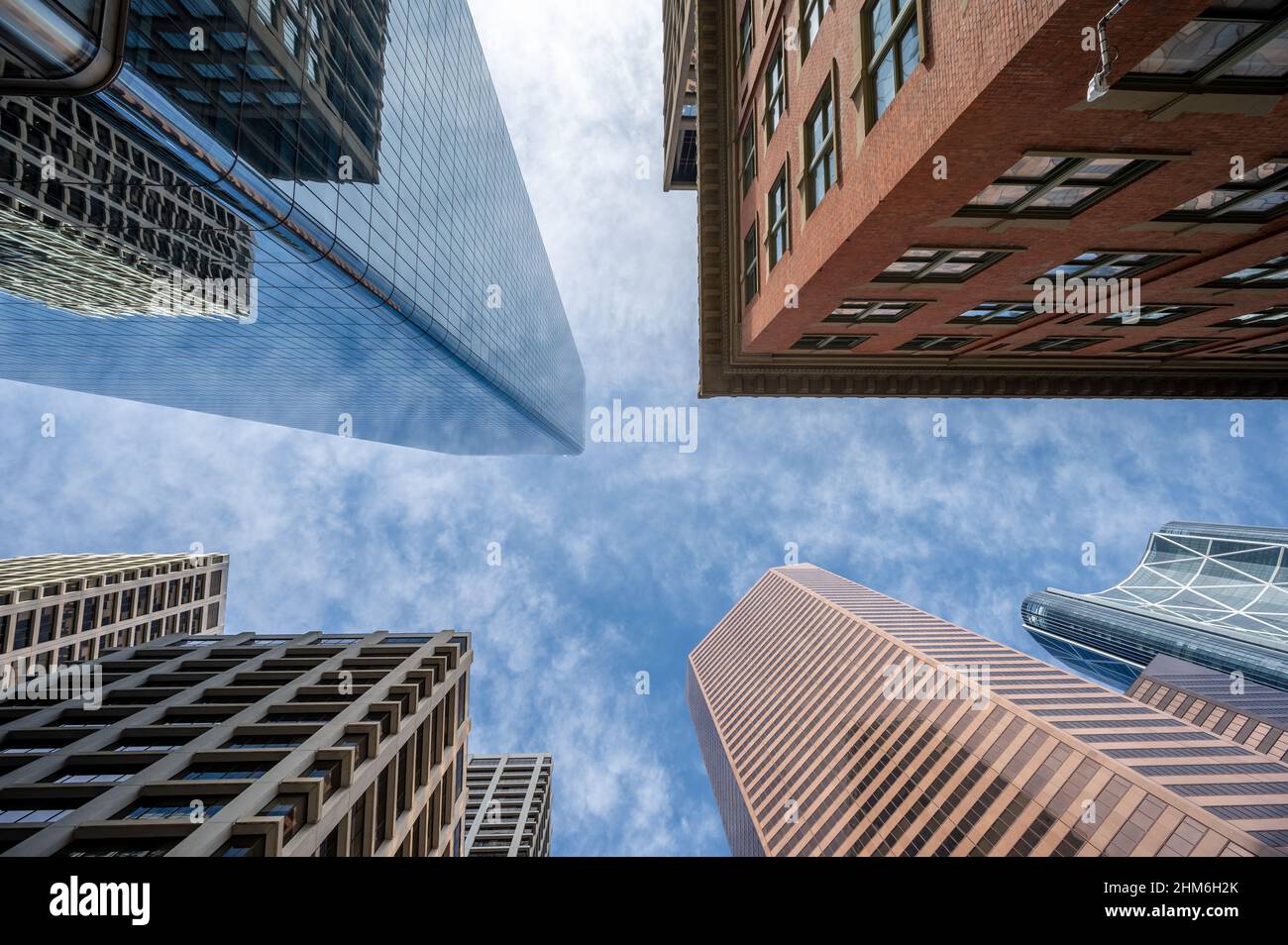 Looking up at skyscrapers in the city of Calgary Stock Photo - Alamy