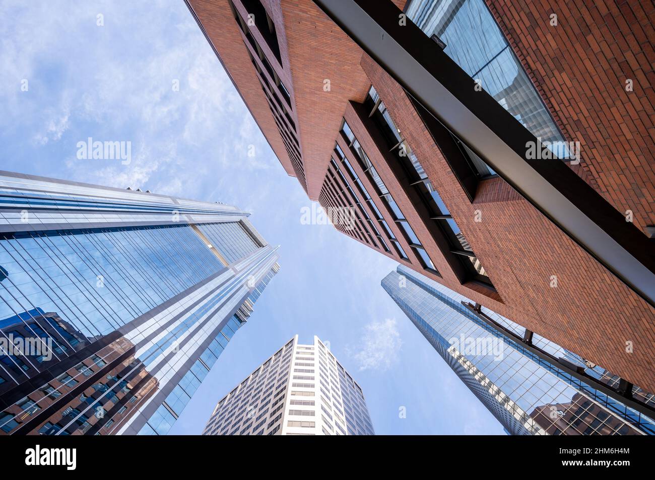 Looking up at skyscrapers in the city of Calgary Stock Photo - Alamy