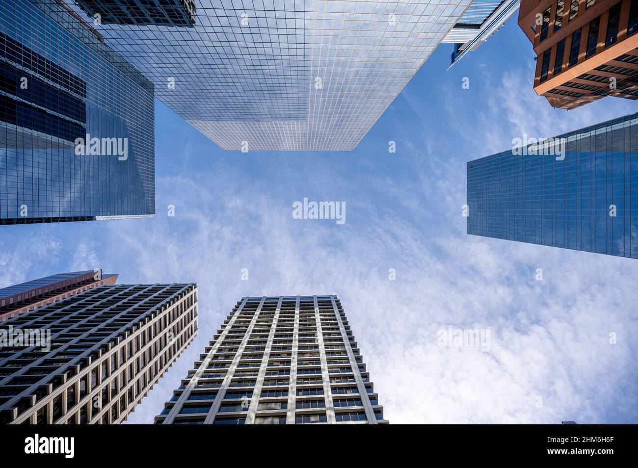 Looking up at skyscrapers in the city of Calgary Stock Photo - Alamy