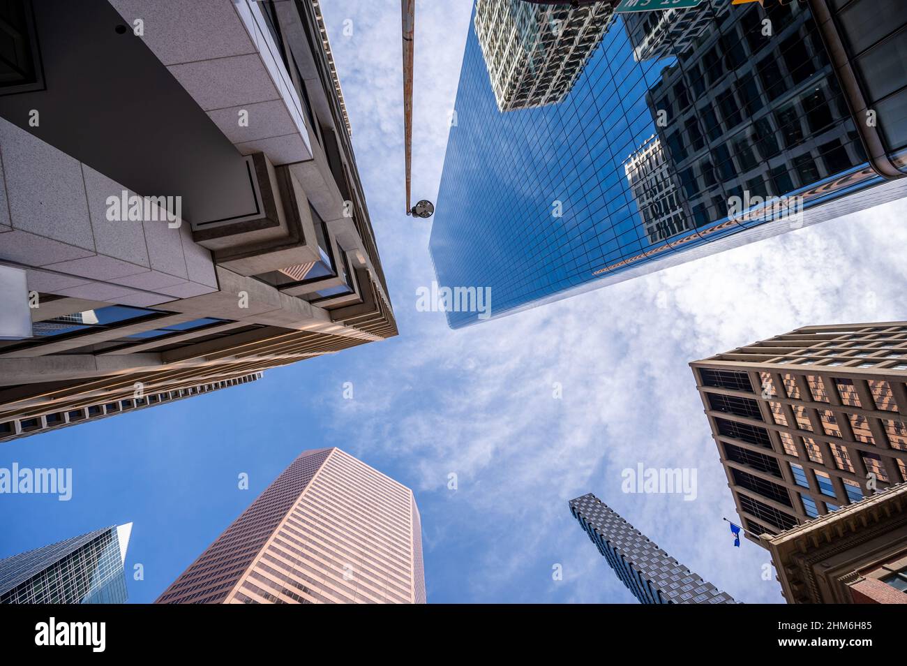 Looking up at skyscrapers in the city of Calgary Stock Photo - Alamy
