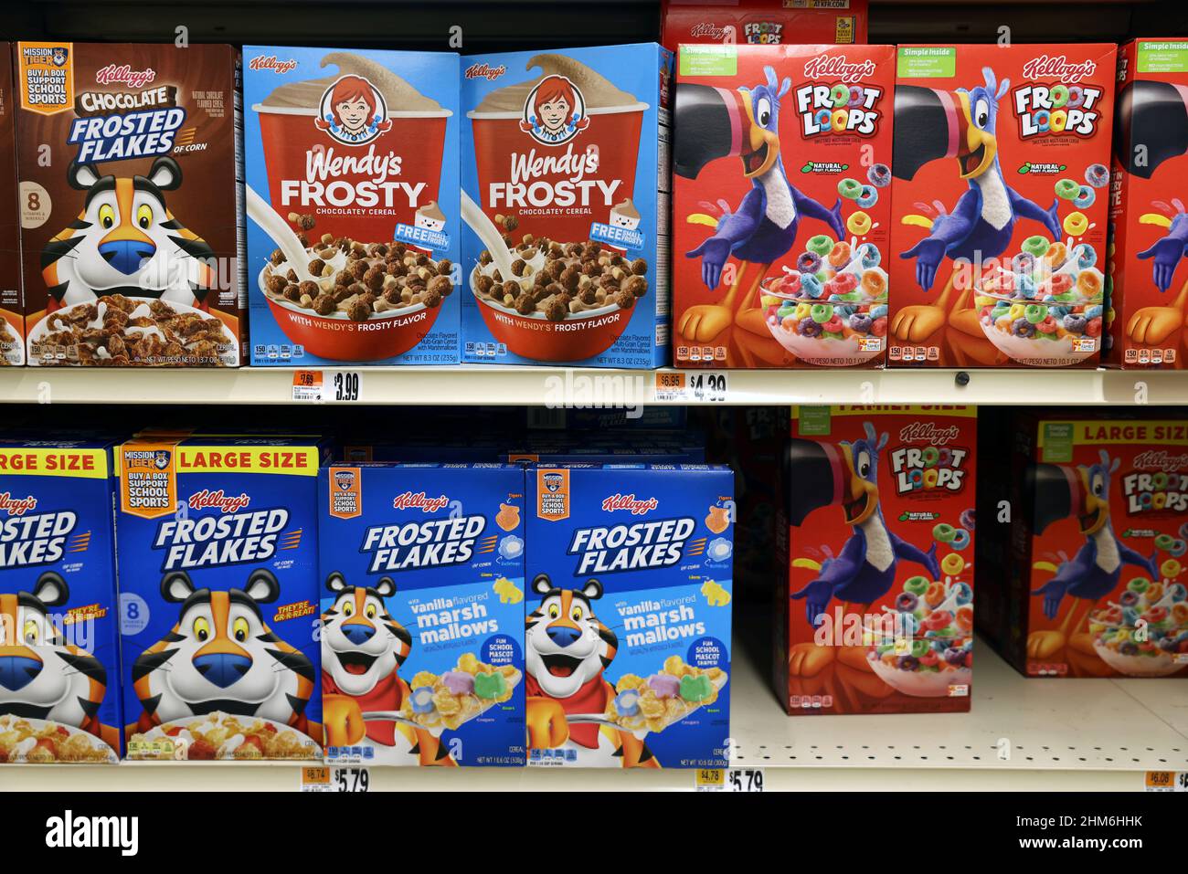 A range of Kellogg's cereals, owned by Kellogg Company, are seen for