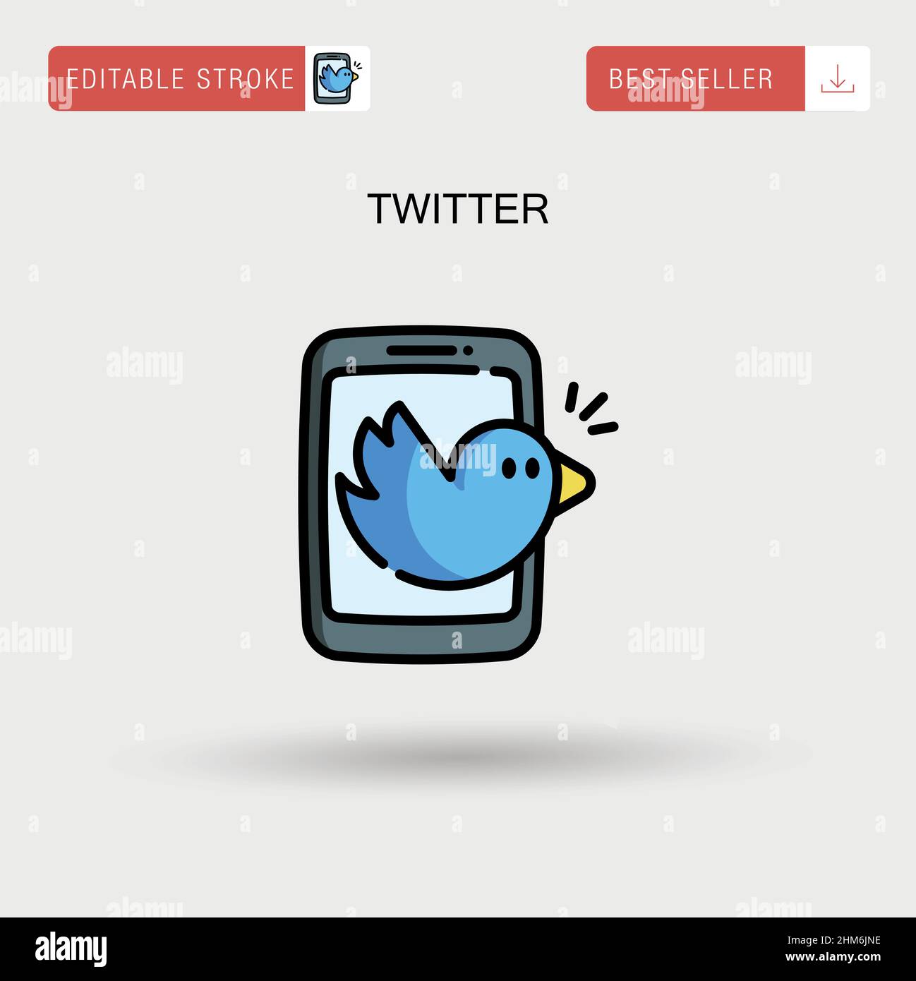 Twitter Simple vector icon. Stock Vector