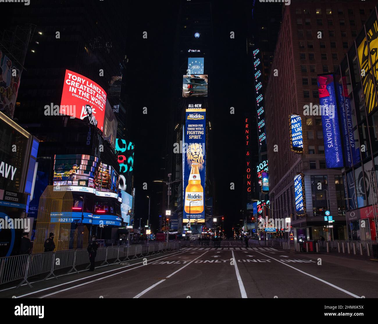 NEW YORK, N.Y. – December 31, 2020: Times Square is seen on New Year’s Eve. Stock Photo