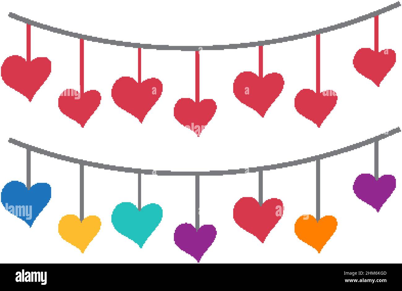 Hanging heart mobiles for decoration illustration Stock Vector Image