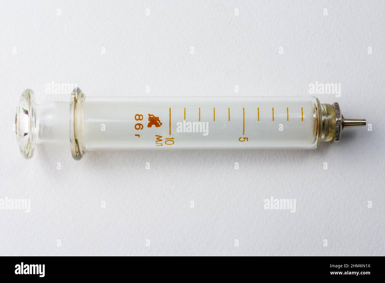 Old Soviet era 10 ml glass syringe Stock Photo