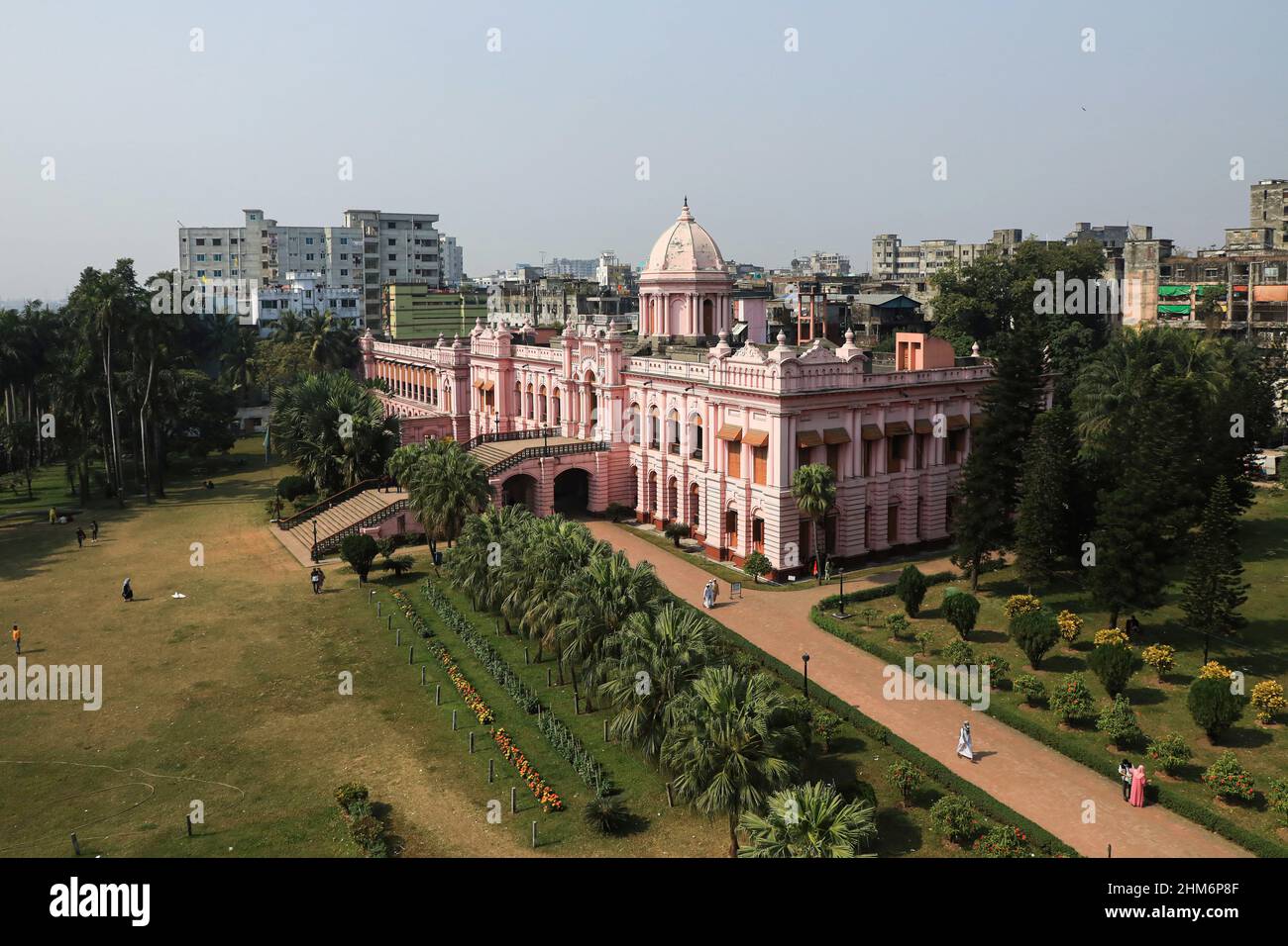 Dhaka, Bangladesh. 2nd Feb, 2022. (EDITORS NOTE: Image taken with drone) A view of the pink palace which was originally built by Nawab Sir Abdul Gani in 1872, and was reconstructed after the tornado of 1888. Lord Curzon stayed here as a guest of the Nawab's son after the partition of Bengal. (Credit Image: © Md Manik/SOPA Images via ZUMA Press Wire) Stock Photo