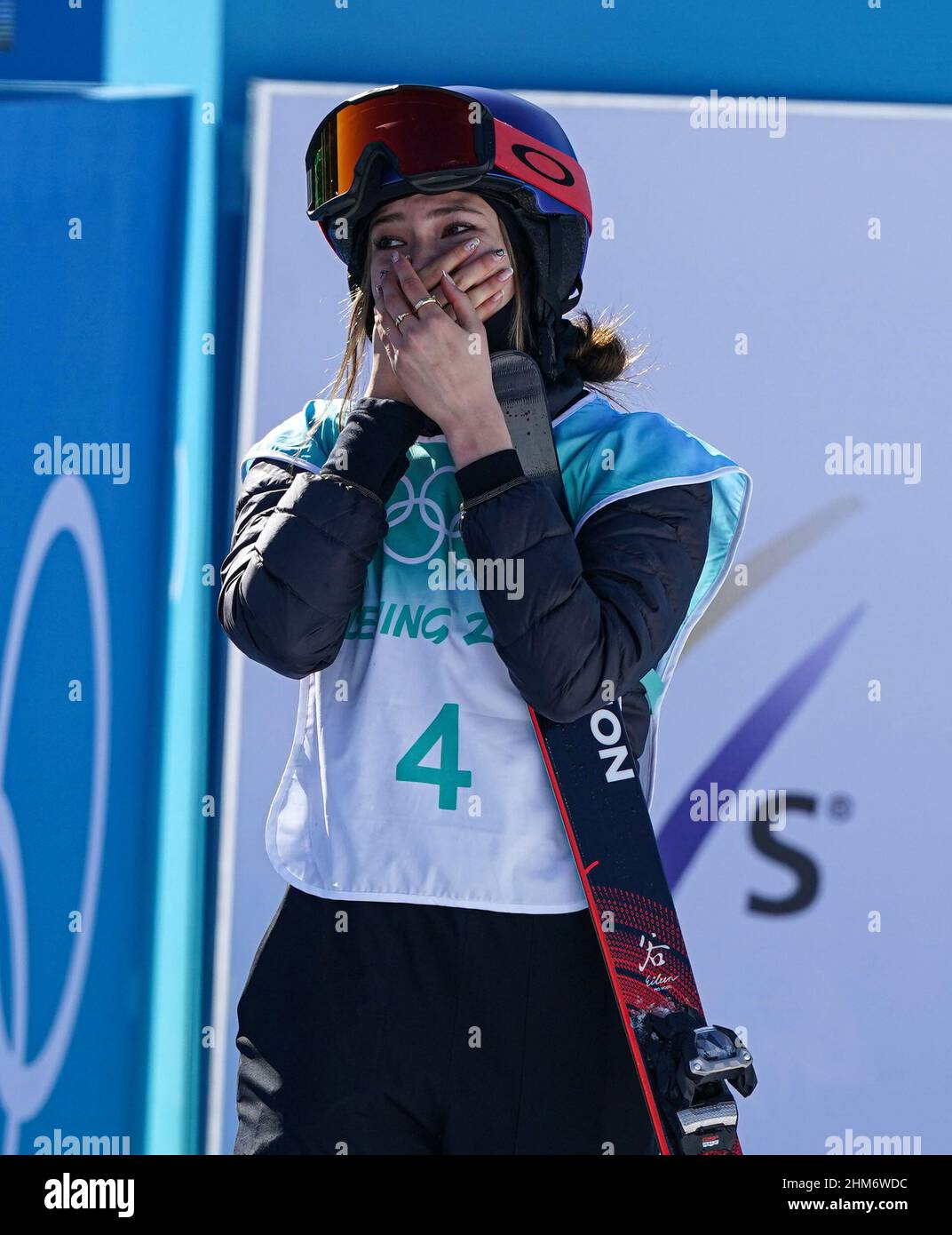 China's Ailing Eileen Gu celebrates winning gold during the Women's ...