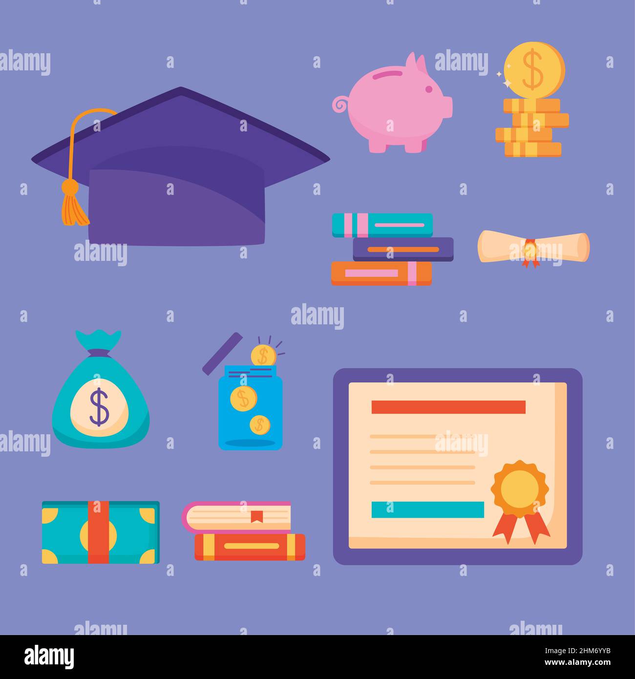 loans scholarship set ten icons Stock Vector