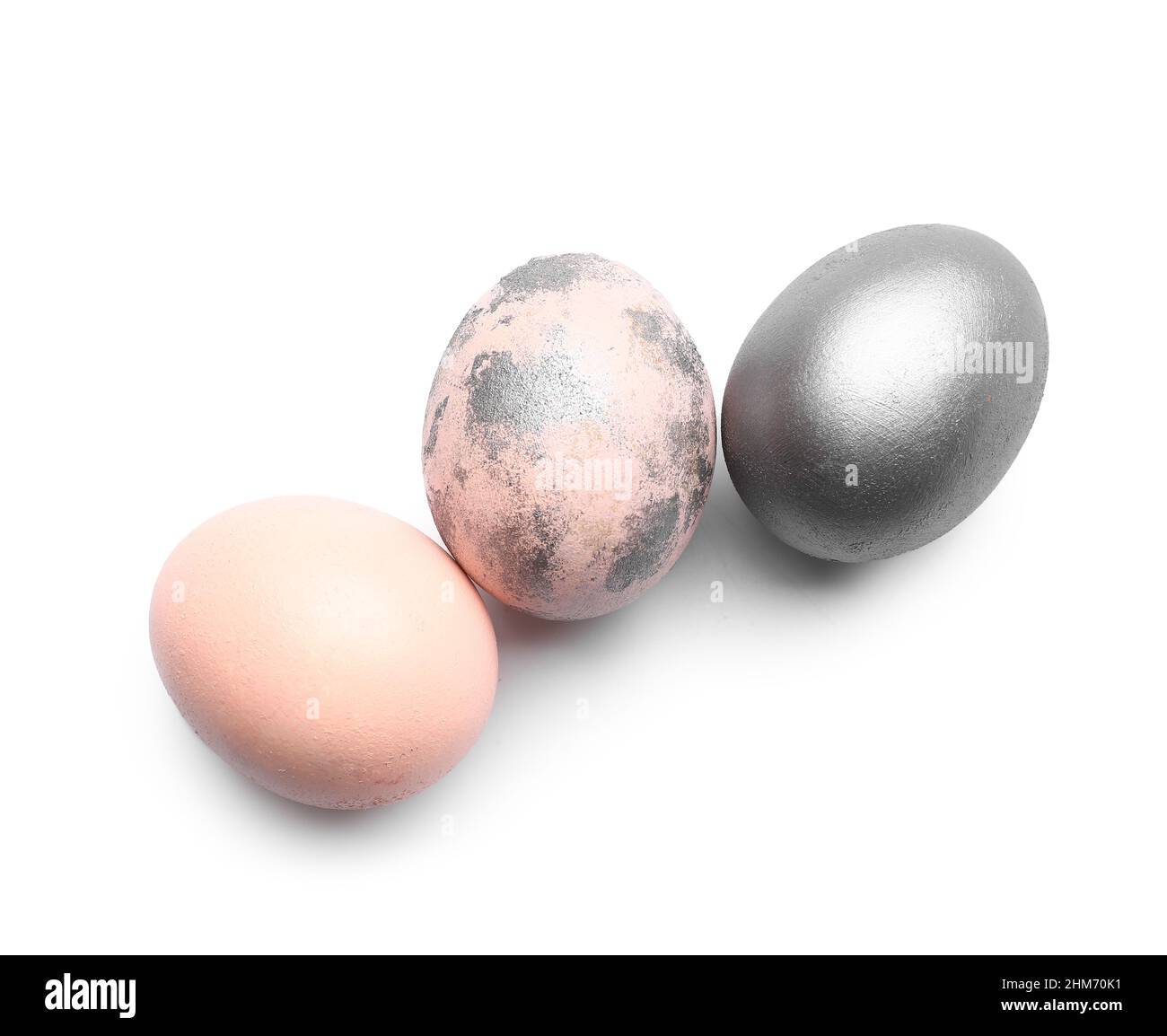 Different Easter eggs isolated on white background Stock Photo