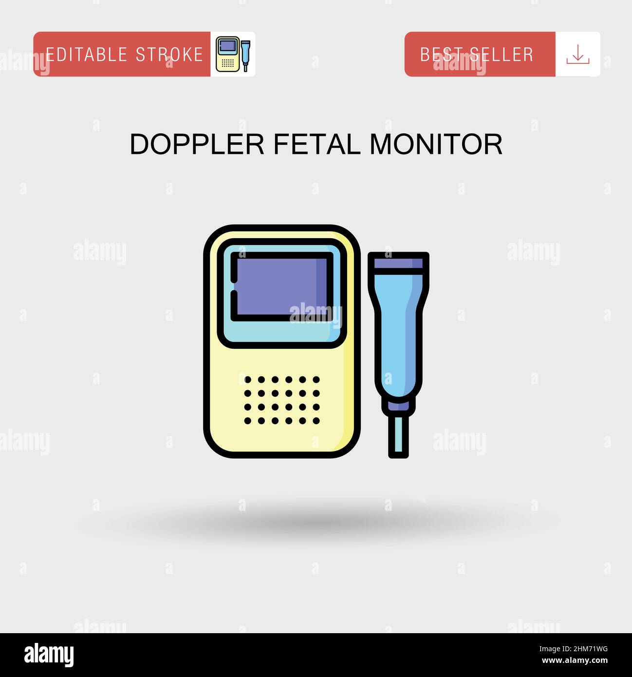 Doppler fetal monitor Simple vector icon. Stock Vector