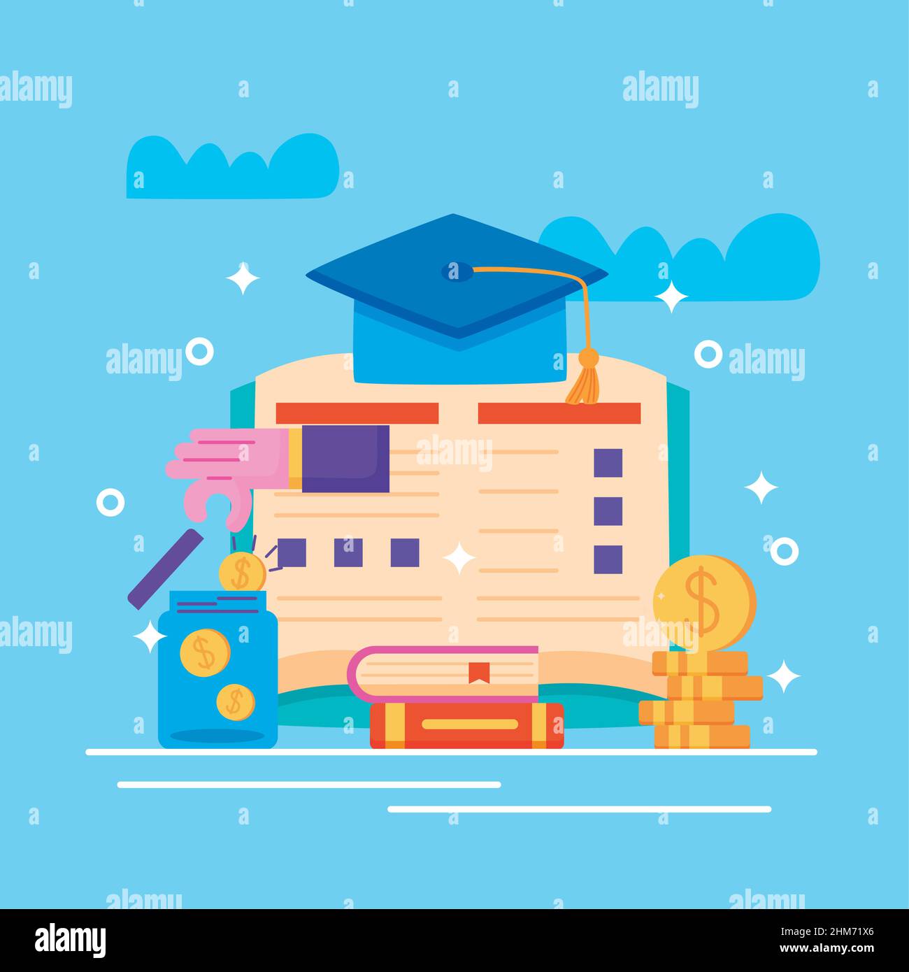 loans scholarship with book icons Stock Vector