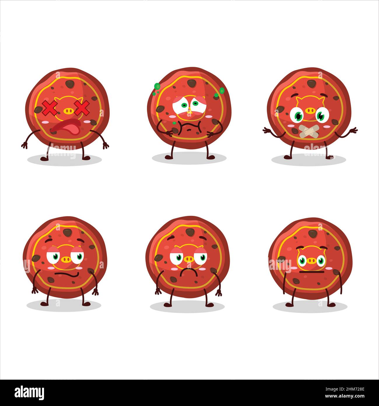 Red cookies pig cartoon character with nope expression. Vector illustration Stock Vector