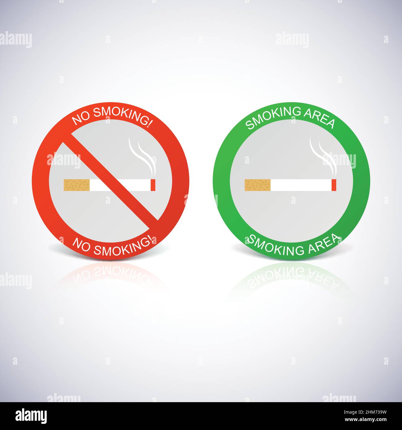 No smoking and Smoking area labels. Stock Vector