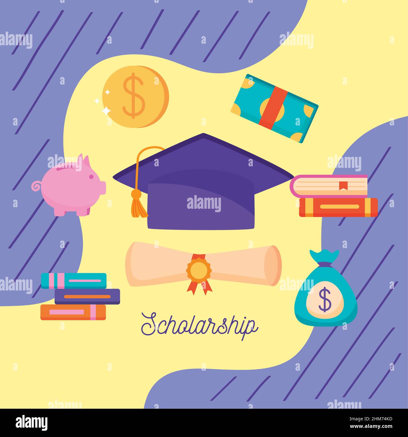 eight loans scholarship set icons Stock Vector