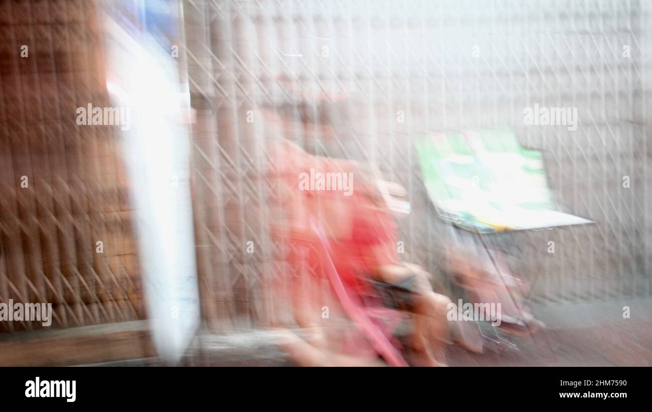 Lottery Vendor Lady Blurred Art Backgrounds Abstract Soft Useless Photo Pictures whit out purpose Bangkok Thailand Stock Photo