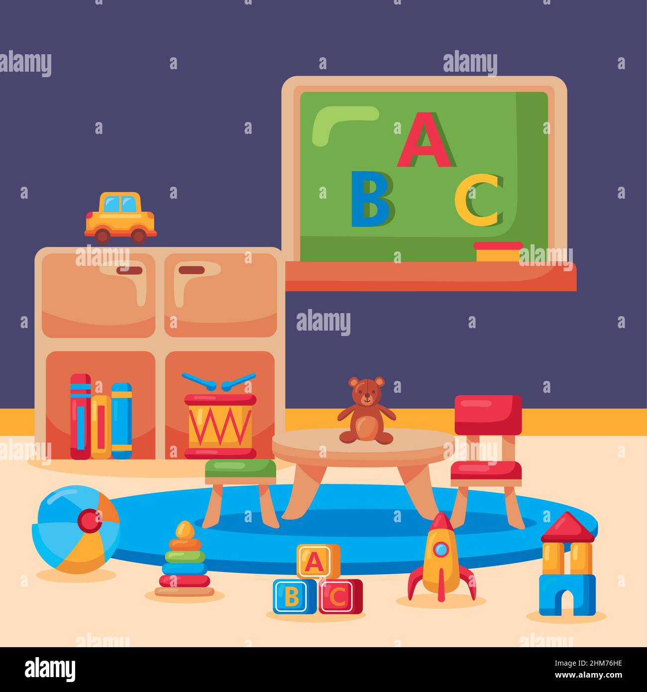 kindergarten classroom with toys scene Stock Vector Image & Art - Alamy